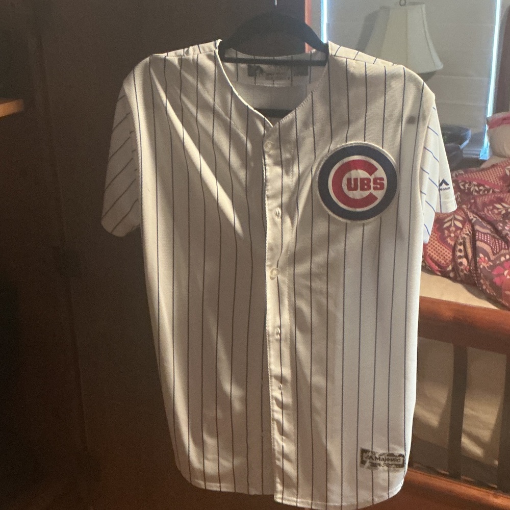 Chicago Cubs Pinstripe White Jersey Addison Russell